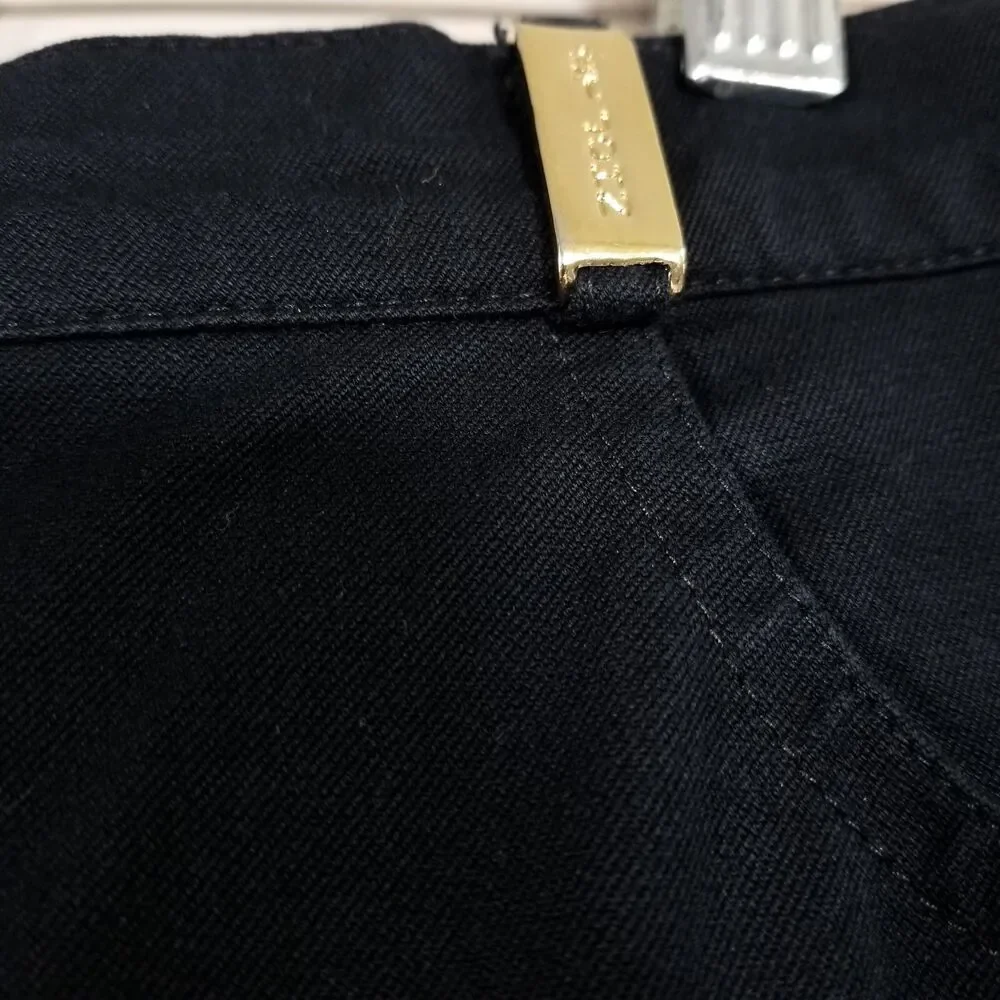St.John Pants Women 12  Navy Stretch Cotton Gold Hardware Trouser Marie Gray